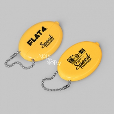 FLAT4 SPEED EQUIPEMENT KEYCHAIN RUBBER OVAL COIN CASE YELLOW | EACH