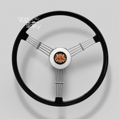BANJO STEERING WHEEL BLACK WITH GOLD LION HORN BUTTON AND BOSS KIT