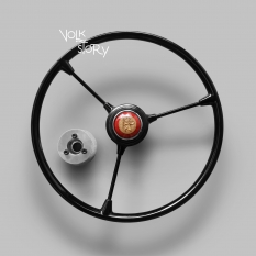 3 SPOKE STEERING WHEEL WITH RED SAINT CHRISTOPHER'S HORN BUTTON | BLACK | VW BEETLE 1960 - 1972 | TYPE 3 1965 - 1969 | KARMANN GHIA 1960 - 72